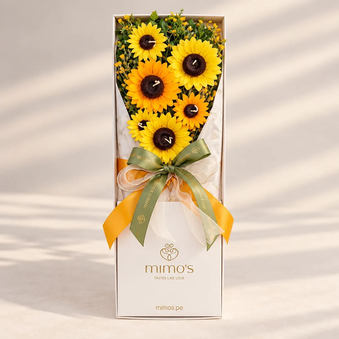 Box de velas aromáticas en forma de girasol de Mimos